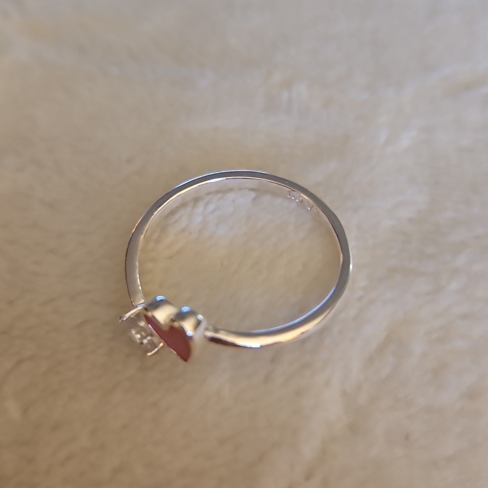 LA CN Silver Plated Heart Bypass Ring Size 9 - Picture 3 of 5